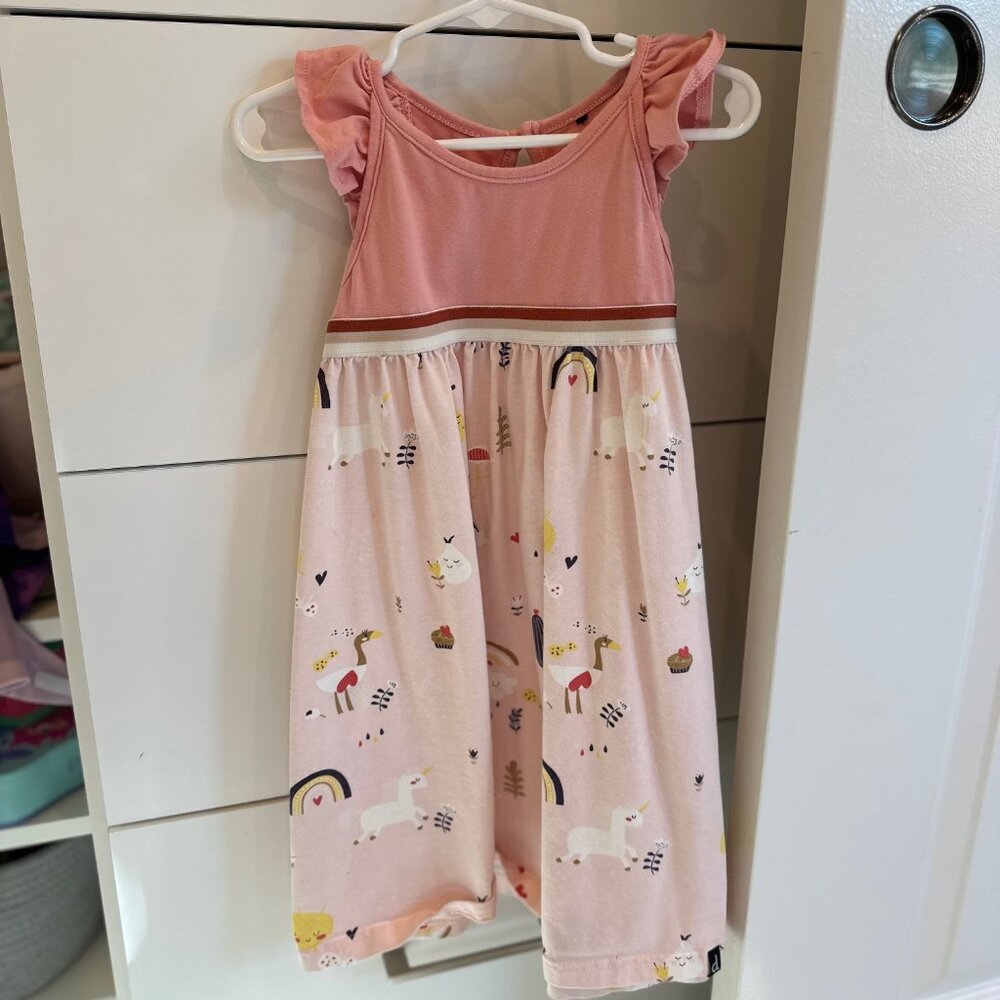 Deux par Deux Organic Cotton Printed Dress Rose Tan Size 5